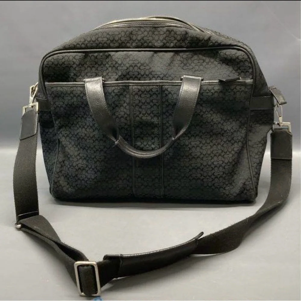 Coach Black Signature Laptop Bag with Detachable Strap